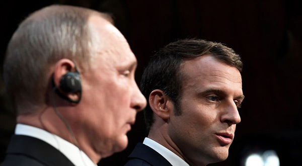 Russian President Vladimir Putin and French counterpart Emmanuel Macron